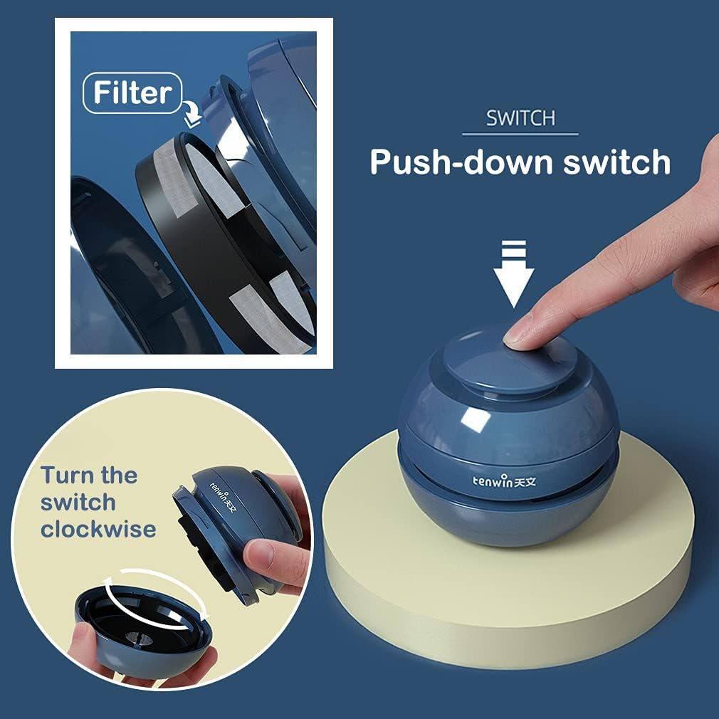 Desktop Vacuum Cleaner Mini Handheld Vacuum Portable Desktop Sweeper Cordless Multifunction Cleaning for Keyboard/Home/Office/Cars/Pet Hairs (No Battery Included)