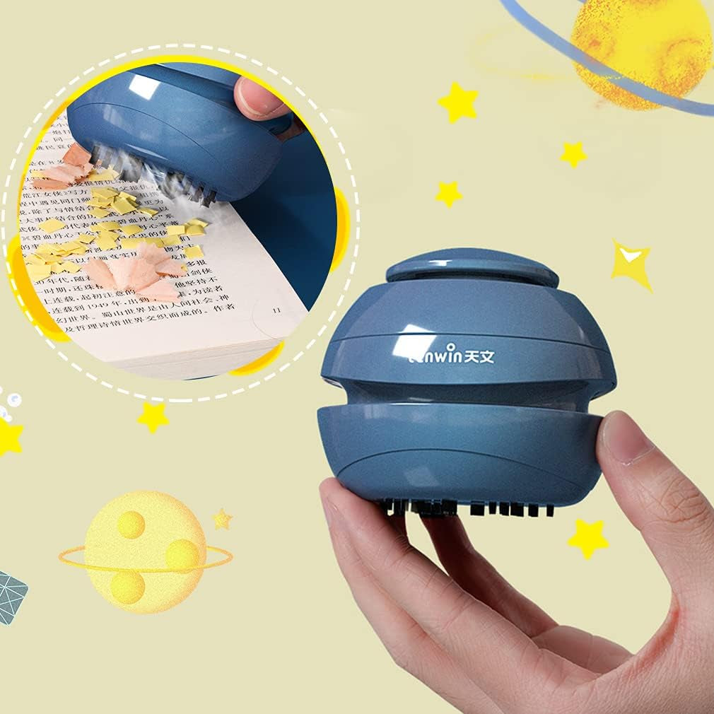 Desktop Vacuum Cleaner Mini Handheld Vacuum Portable Desktop Sweeper Cordless Multifunction Cleaning for Keyboard/Home/Office/Cars/Pet Hairs (No Battery Included)