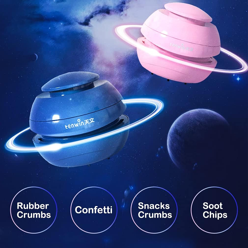 Desktop Vacuum Cleaner Mini Handheld Vacuum Portable Desktop Sweeper Cordless Multifunction Cleaning for Keyboard/Home/Office/Cars/Pet Hairs (No Battery Included)
