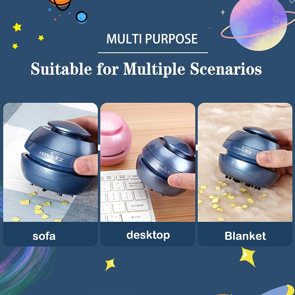 Desktop Vacuum Cleaner Mini Handheld Vacuum Portable Desktop Sweeper Cordless Multifunction Cleaning for Keyboard/Home/Office/Cars/Pet Hairs (No Battery Included)